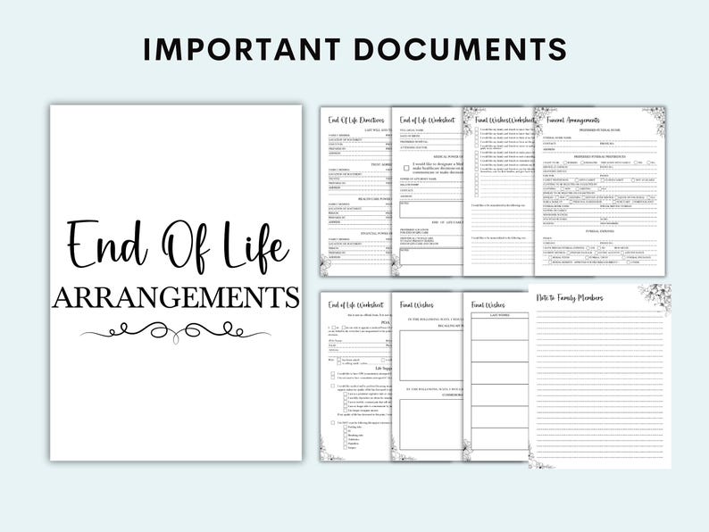 Planificador de fin de vida, Carpeta de emergencia, Planificador de funerales imprimible, Planificador de tranquilidad, Carpeta de planificación patrimonial, ¿Qué pasaría si...?, Preparativos finales imagen 9