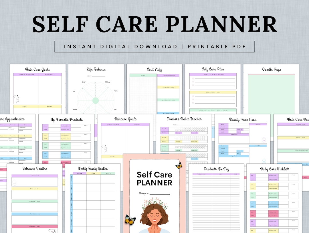 Printable Self Care Planner Bundle, Wellness & Self-care Journal ...