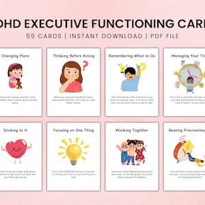 ADHS Exekutiv funktionierende Karten für Kinder | Druckbare Karten | Verhaltensmanagment | Fokus & Organisations-Tools | ADHS Unterstützung für Kinder