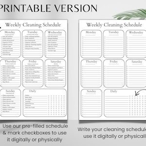 Editable Weekly Cleaning Schedule, Cleaning Planner Printable, Cleaning Checklist, Cleaning Routine, House Chores, Cleaning Template, PDF image 5
