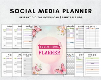 Social Media Planner Printable, Instagram Planner Printable, Digital Pinterest Planner, Blogger Planner, Content Planner, Instant Download