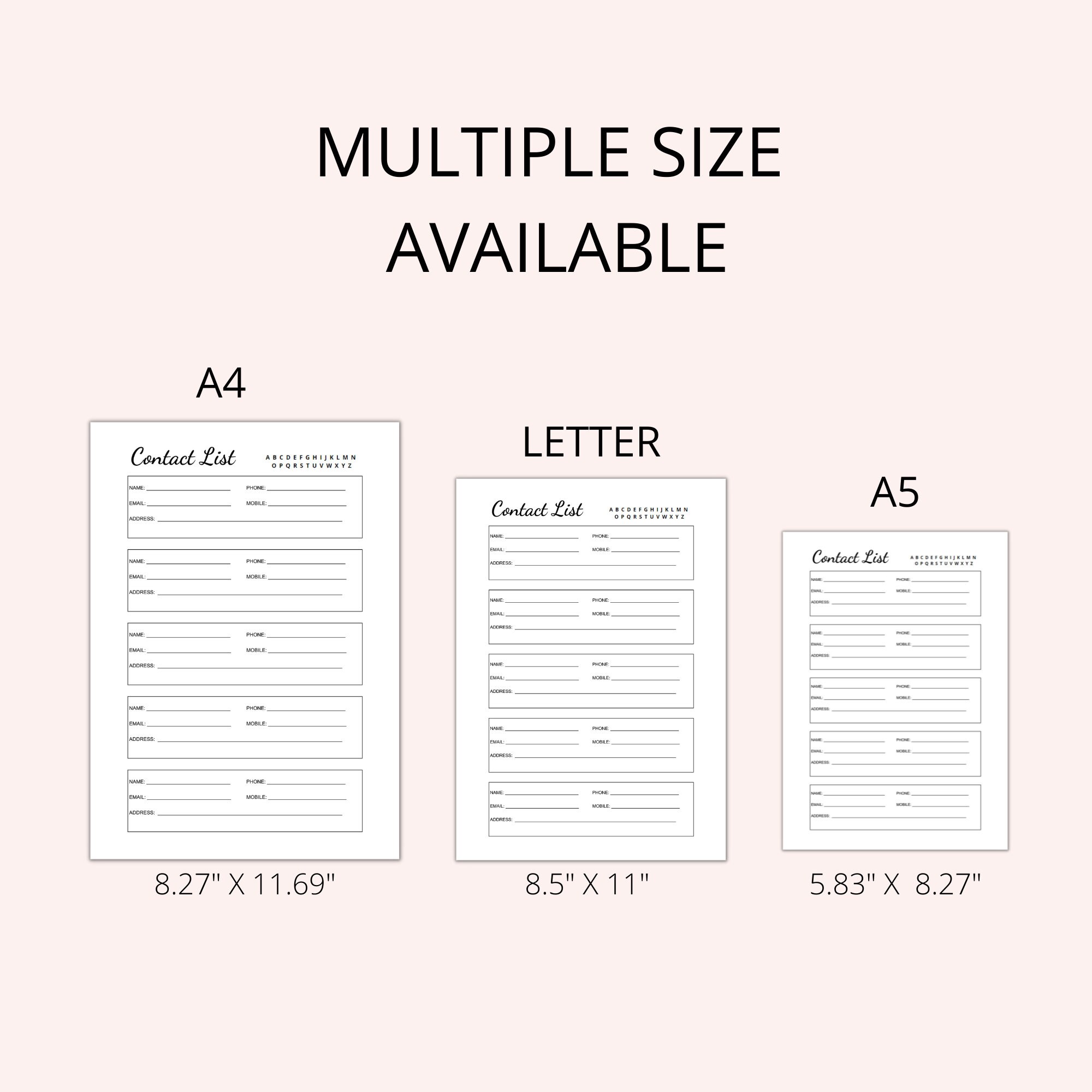 Printable Contact List, Address Book Pages, Address Log, Instant ...