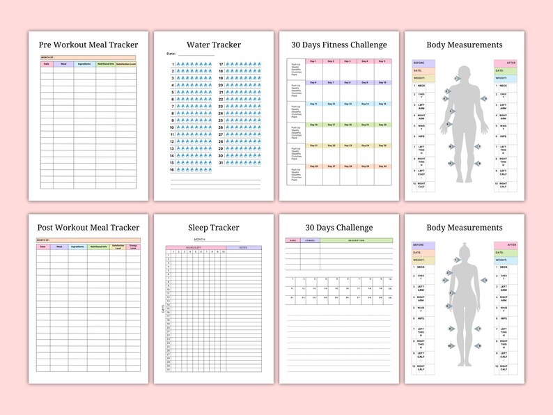 Fitness Planner Printable, Workout Planner PDF, Weekly Exercise Tracker ...