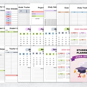 2025 Student Academic Planner, Printable Student Planner Bundle, Adhd ...