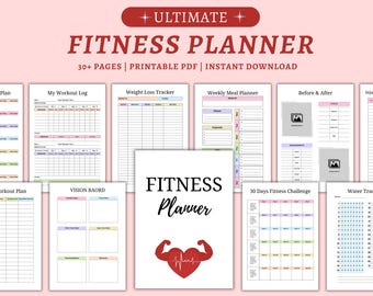 Fitness Planner Printable, Workout Planner PDF, Weekly Exercise Tracker, Gym Schedule Template, Health Journal, Weight Loss Planner