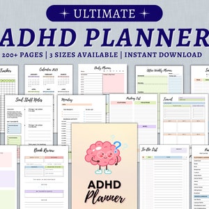 Adhd Planer für Erwachsene, Adhd Planer zum Ausdrucken, ADHS-Produktivitätsplaner, Adhd-Digitalplaner, Adhd-Tagesplaner, Adhd-Lebensplaner PDF