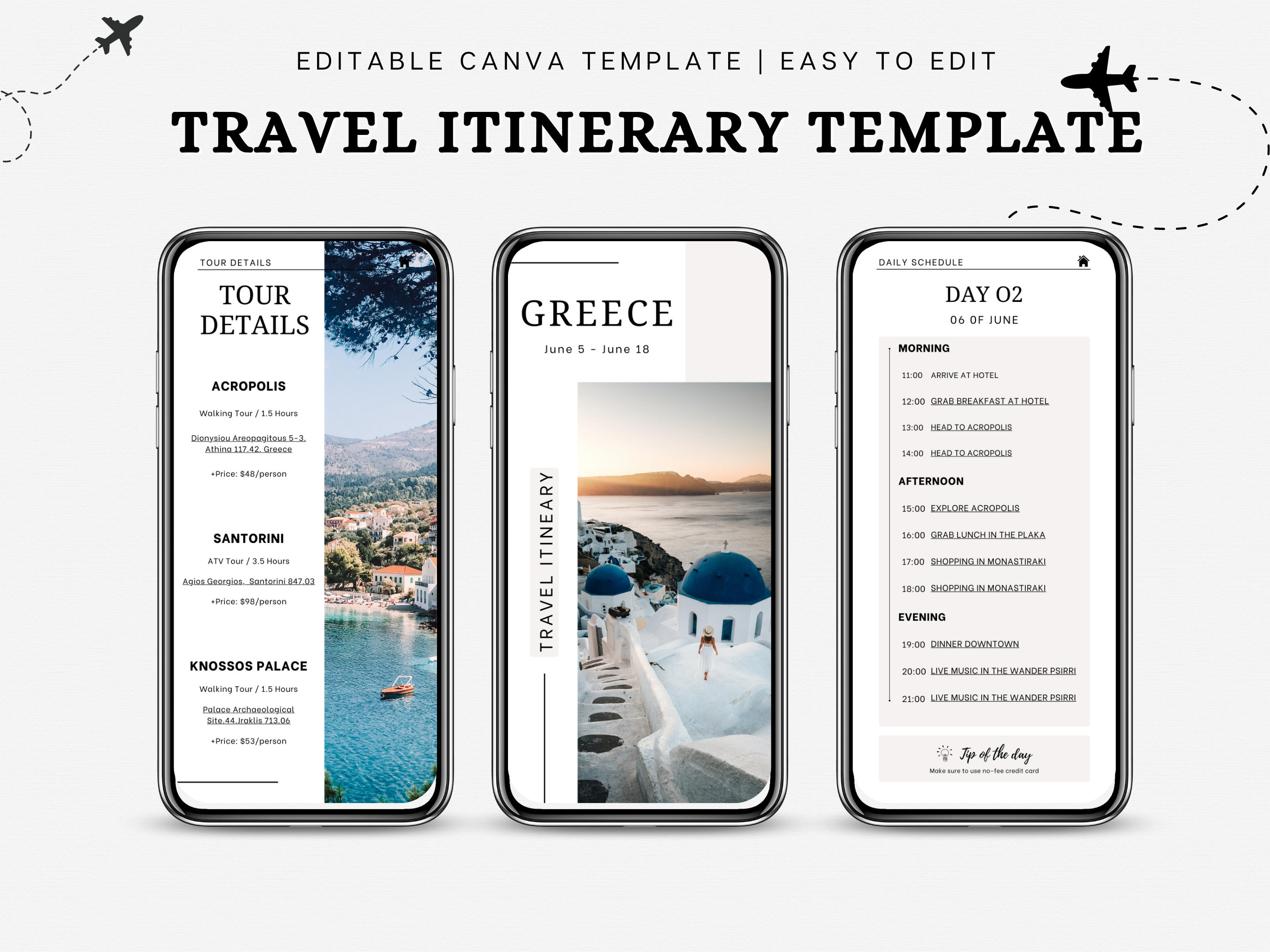 Digital Travel Itinerary Template, Vacation Planner Template ...