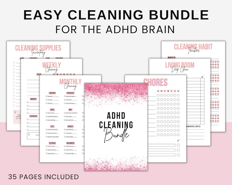 ADHD Cleaning Checklist Editable Adhd Cleaning Schedule Adhd Etsy