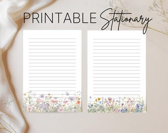 Wildflower Stationery: Floral Lined & Blank Paper (A4 Size) (Digital Download)