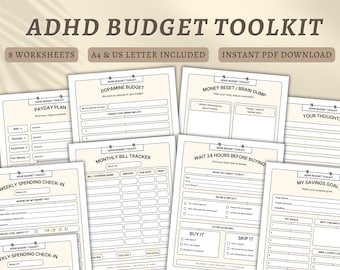 Adhd Budget Planner Toolkit | ADHS Steuern | Budget Arbeitsblätter bündeln | Neurologisch abweichender Geld-Planer | Sparziel Visuell, Impulskauf Pause