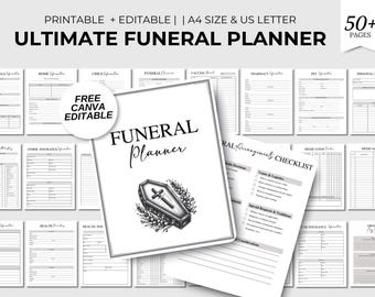 Ultimate Funeral Planner | 50+ Printable & Editable Pages | A4 US Letter  | Organizer | Emergency Life Planner| End of Life Binder