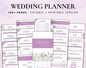 Wedding Planner Canva Editable, Wedding Planner Template Printable, Wedding Planning Checklist, Wedding Itinerary pdf, Instant Download