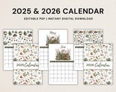 2025-2026 Vintage Botanical Calendar: Floral Wall Art (Printable PDF)