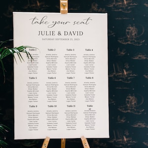 Minimalist Wedding Seating Chart Template, Elegant Seating Plan Printable, Printable Seating Plan, Editable Canva Template