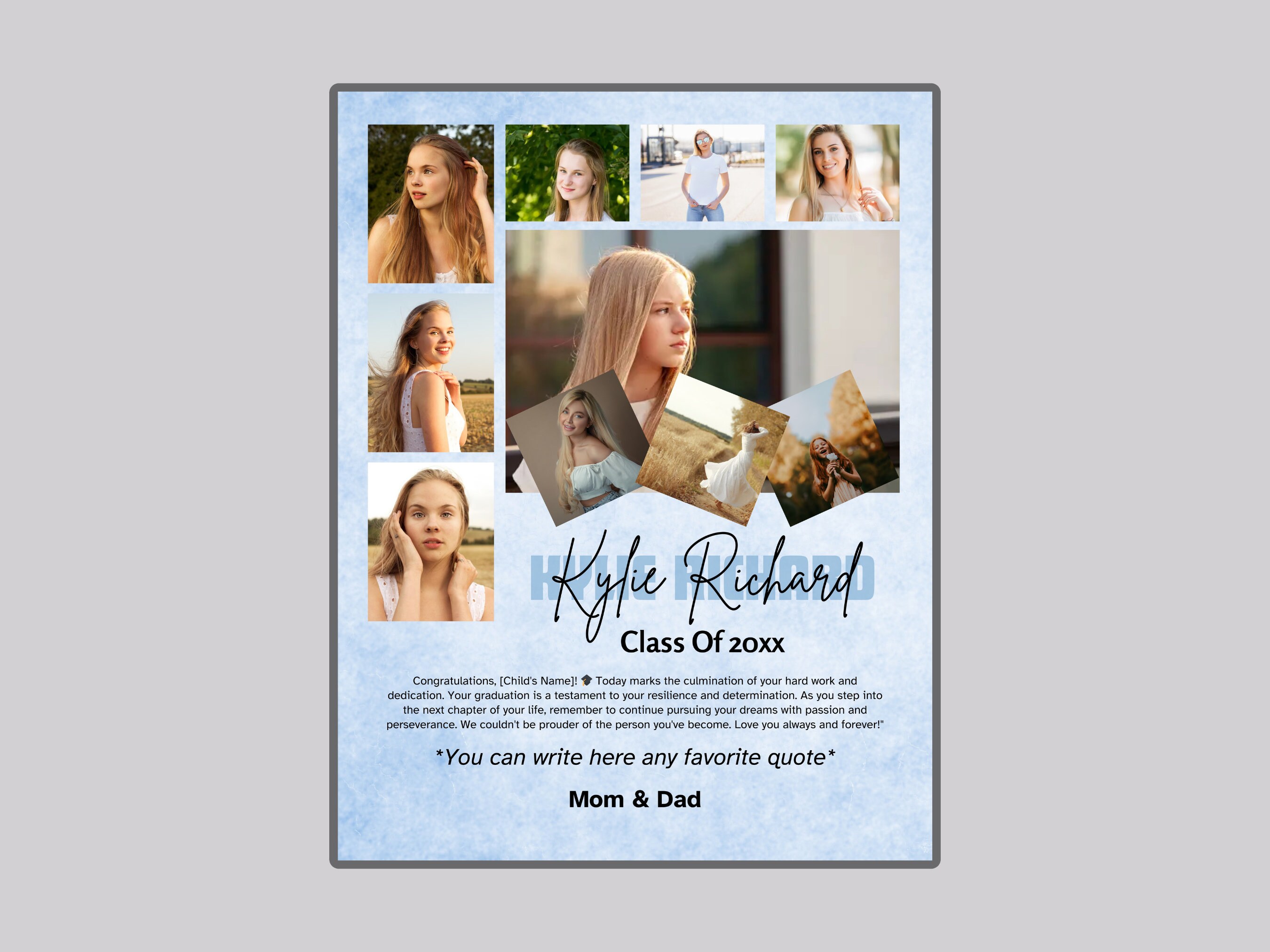 Full Page Graduation Ad Yearbook, Custom Yearbook Template, Editable ...