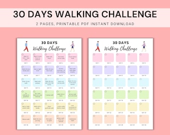 30 Day Walking Challenge Printable, Monthly Walking Tracker, 30 Day Fitness Challenge, Running Challenge, Healthy Habit Tracker Printable
