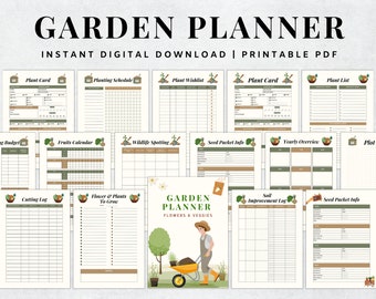 Gardening Planner Printable, Garden Planner, Plant Planner, Garden Journal, Garden Organizer, Plants Records, Gardening Logbook, A4, Letter