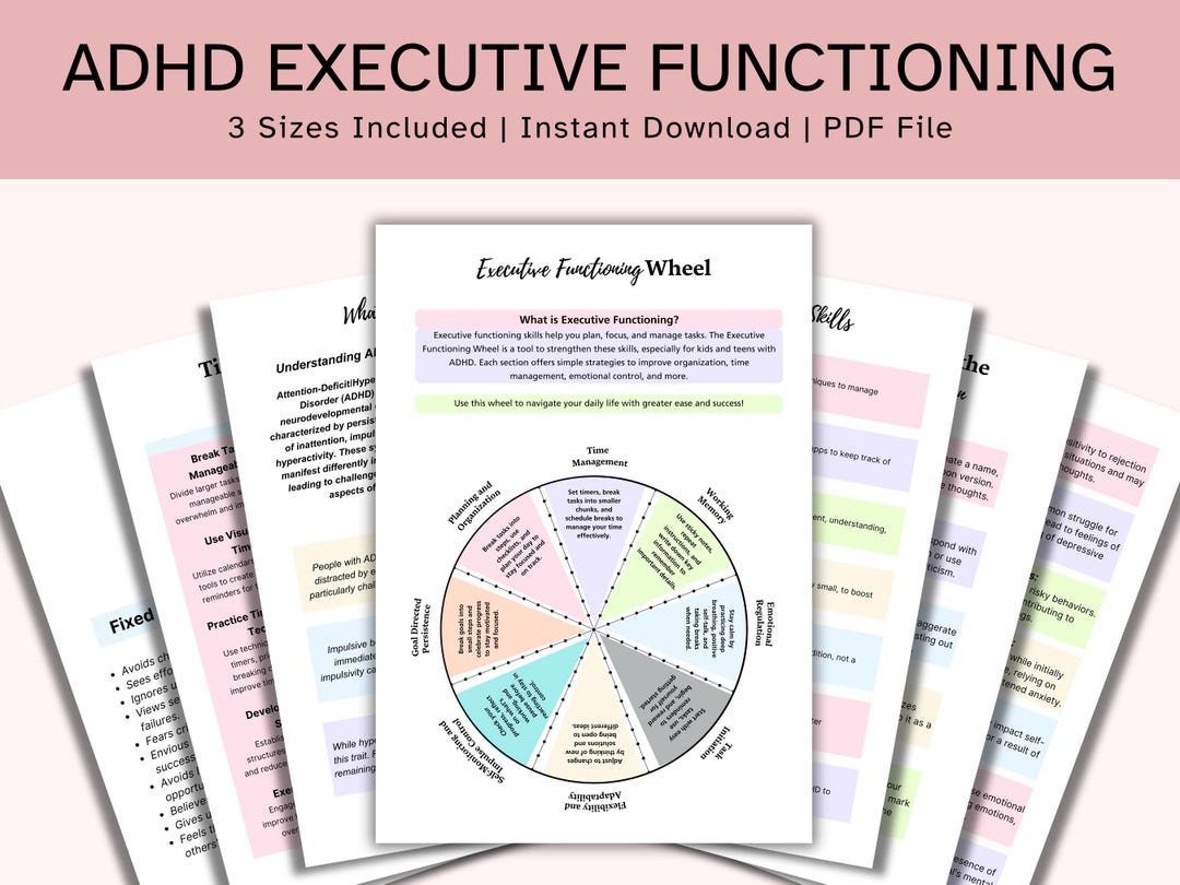 ADHD Executive Functioning Worksheets, Printable Planner for Focus ...