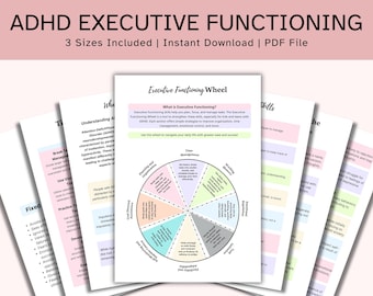 ADHD Executive Functioning Worksheets, Printable Planner for Focus, Time Management Emotional Regulation, Kids, Teens & Adults PDF