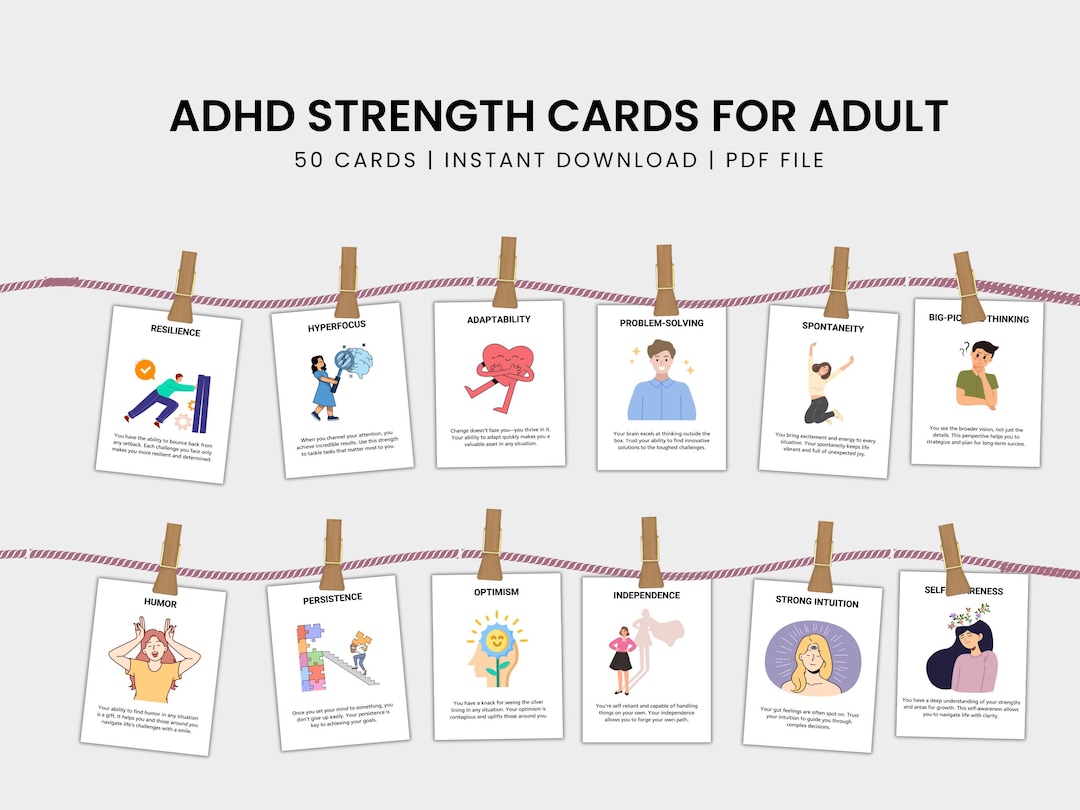 Adhd Strength Cards for Adults, Daily Inspiration & Empowerment Deck ...