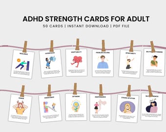 Adhd Strength Cards for Adults, Daily Inspiration & Empowerment Deck,  Tool for Therapists and School Counsellors for Self-Esteem