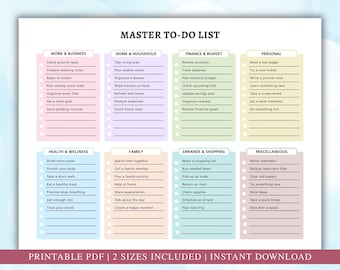 Master To Do Liste Planer | Tägliche Aufgabe Organizer | Checkliste für hohe Zufriedenheit | Planer Kalender | Master Aufgaben Checkliste |Blanko Checkliste