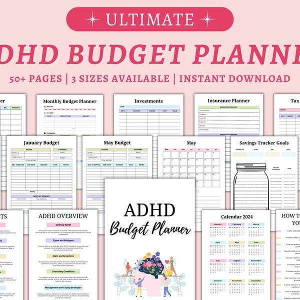 Adhd Budget Planner Printable, Easy Household Budget, Bi-Weekly Budget Planner, Monthly Budget Planner, Finance Planner, Instant Download
