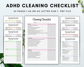 ADHD Cleaning Checklist Editable, Adhd Cleaning Schedule, Adhd Cleaning Planner, Adhd to do list, Adhd Planner, Instant Download