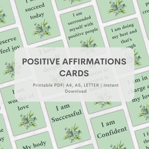 63 Positive Affirmation Cards Printable, Affirmation Cards Digital, Vision Board, Affirmation Cards Deck, Positive Affirmation Cards