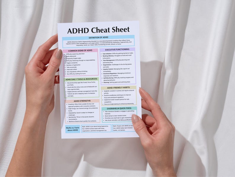 ADHD Cheat Sheet, Attention Deficit Hyperactivity Disorder, Executive ...