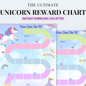 Unicorn Reward Chart, Unicorn Behavior Chart, Kids Routine Sticker Chart, Chore Chart, Printable Reward System for Kids, Instant download