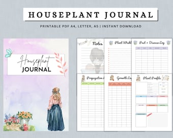 Houseplant Journal Printable, Plant Care Planner Tracker, Gardening Planner Printable, Garden Planner, Plants Records, A4, LETTER, A5