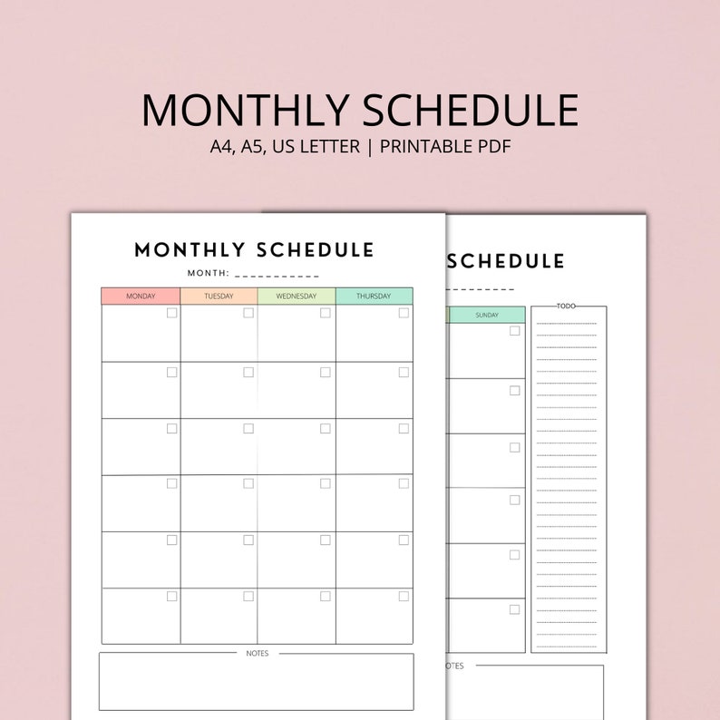 Homeschool Monthly Schedule Printable, Homeschool Planner, Lesson Planner, Homeschool Printables, A4, LETTER, A5, PDF image 2