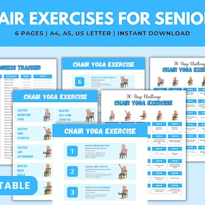 Chair Exercises for Seniors | 30-Day Chair Yoga Challenge  | Low-Impact Fitness Guide | Workout Chart for Seated Fitness and Mobility