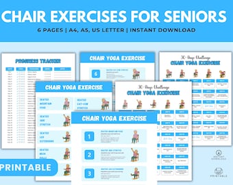 Yoga en silla para personas mayores: Guía de fitness de bajo impacto de 30 días (PDF imprimible)