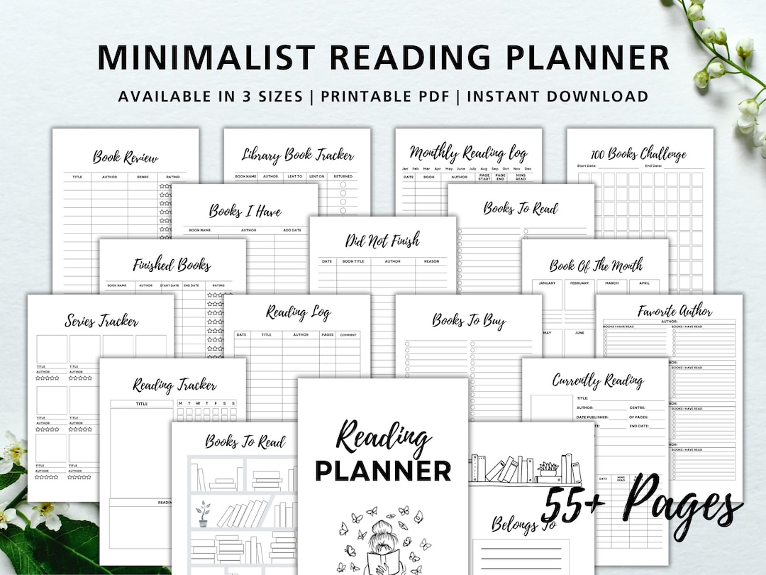 Reading Journal Printable, Book Reading Planner Bundle, Printable ...