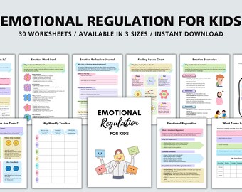 Feuilles de travail sur la régulation des émotions chez les enfants, apprentissage social et émotionnel, conseiller scolaire, boîte à outils sur les émotions, techniques et stratégies d'adaptation