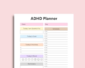 ADHD Daily Planner: To-Do List, Mood & Meal Tracker (PDF Download)