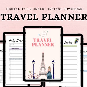 Editable Travel Planner Template,Trip Itinerary Planner, Travel Journal, Canva Vacation Planner, Holiday Planner, A4, Letter, A5