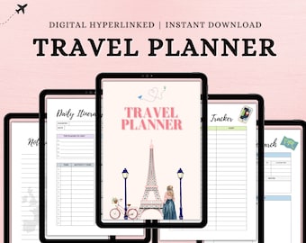 Editable Travel Planner Template,Trip Itinerary Planner, Travel Journal, Canva Vacation Planner, Holiday Planner, A4, Letter, A5