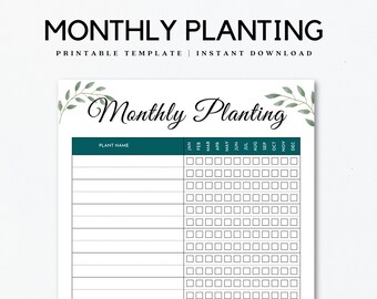 Monthly Planting Guide Printable, Garden Planner Insert, Seed Sowing Schedule, Gardening Log Book, Plant Tracker Digital Download