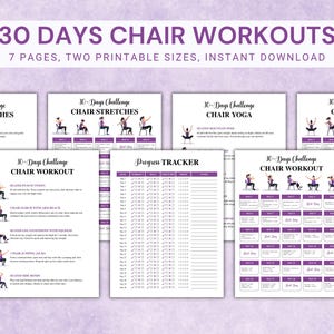 30 Day Chair Workout Bundle Printable, Chair Yoga Guide, Full Body Exercise Guide, Summer Body Workout, Chair Workout Challenge