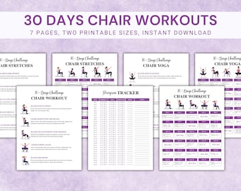 30-Day Chair Workout Bundle: Yoga, Stretches, Exercises (PDF Download)