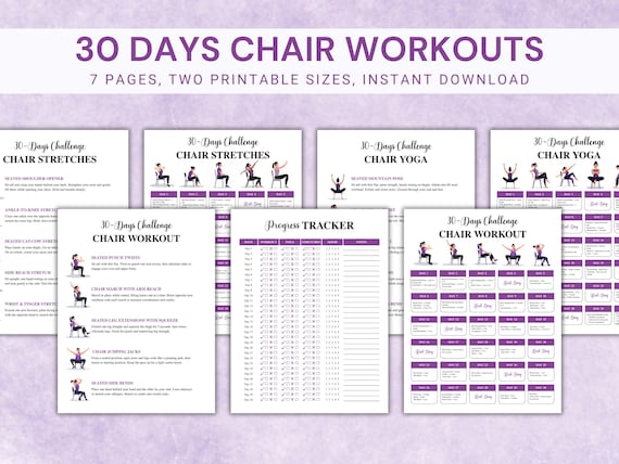 30-Day Chair Workout Bundle: Yoga, Stretches, Exercises (PDF Download)