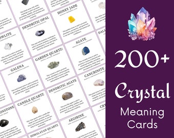 200 cartões de significado de cristal editáveis, cartões de significado de pedras preciosas para impressão, cartões de pedras preciosas para impressão, cartões de cristal digitais, download instantâneo