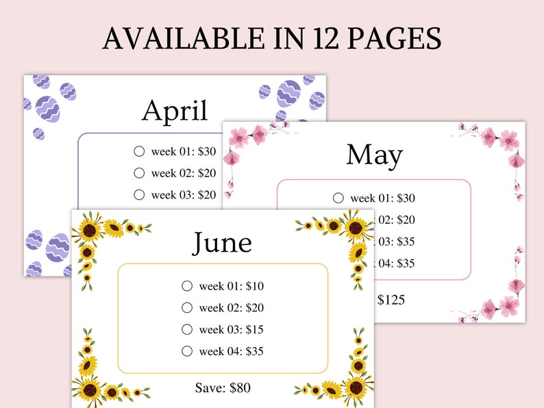 A6 Low Income Savings Challenge Bundle, Monthly Savings Challenge Bundle, Money Challenge, Savings Tracker Printable, Instant Download image 5