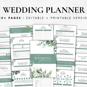 Wedding Planner Canva Editable, Wedding Planner Template Printable, Wedding Planning Checklist, Wedding Itinerary pdf, Instant Download