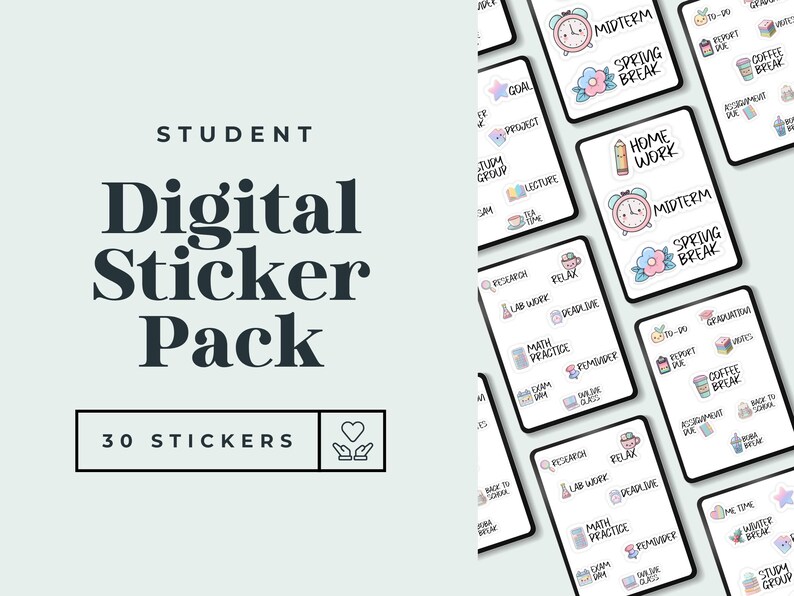 Student Goodnotes Digital Stickers, Cute Study Planner Stickers, School ...