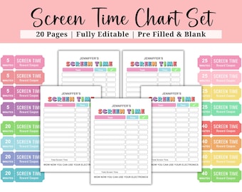 Lista de verificación editable del tiempo de pantalla para niños: Tabla de rutina diaria (Descargar PDF)