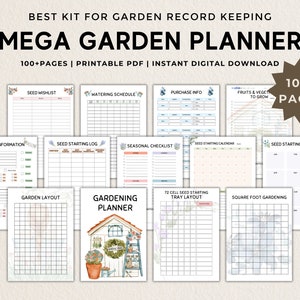 Planificador de jardinería imprimible, Planificador de jardines, Planificador de plantas, Diario de jardín, Organizador de jardines, Registros de plantas, Libro de registro de jardinería, A4, Carta